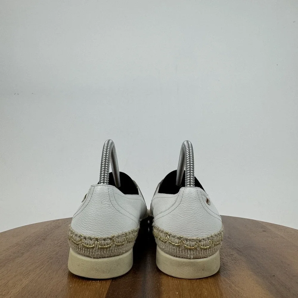 Womens Mephisto Valina White‎ Leather Espadrille Slip On Sneakers Size 7 M GUC
